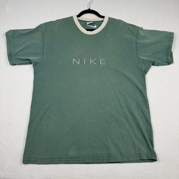 Nike Other - Vintage Y2K Nike Ringer T Shirt Mens XL Green Embroidered Center Swoosh 90s